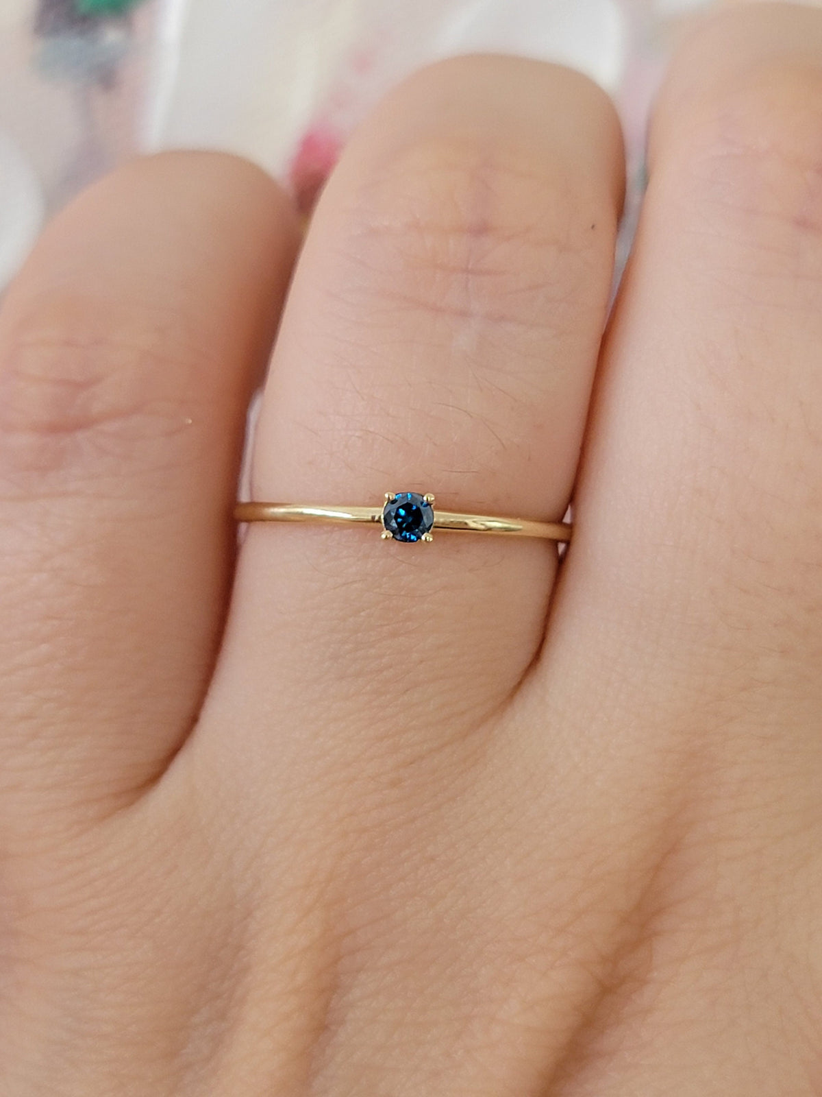 Blue Diamond Solitaire Ring