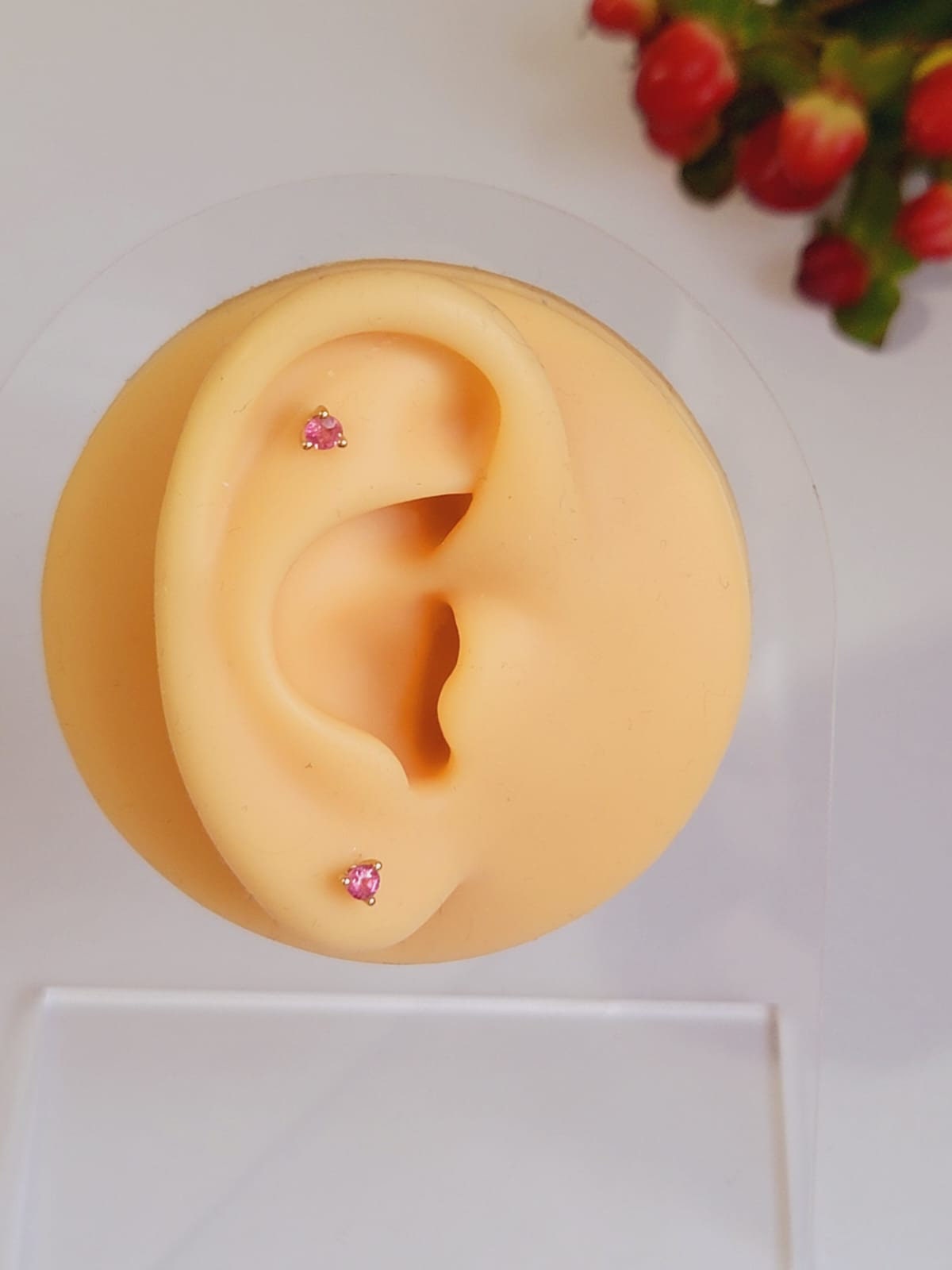 Round Pink Sapphire Stud Earrings